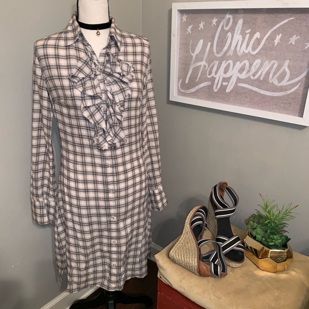 Converse Black and White Plaid Shirt Dress